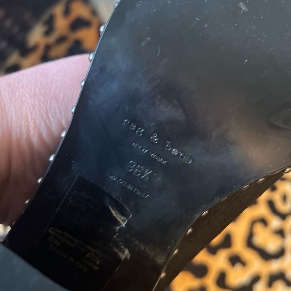 RAG & BONE Romo Waxy Black Leather Studded Chelsea Boots - Picture 6 of 9